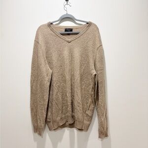 Cashmere Club Room Men's Tan V-Neck Sweater Size XL